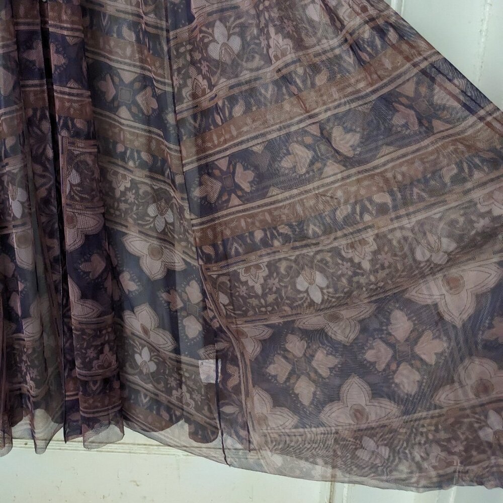 Johnny Was Sheer Boho Maxi Dress in Purple with Red and Gold Accents - Picture 10 of 15